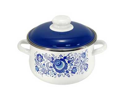 Кастрюля конич.  4л ГЖЕЛЬ белая синяя кр. (4) 