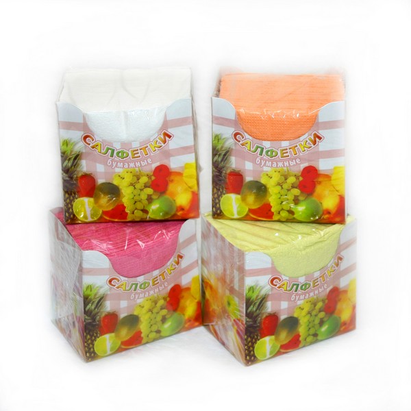 Салфетки "Лепота" 1сл.100 л, цветные 24х24 в спендере (карт. бокс)