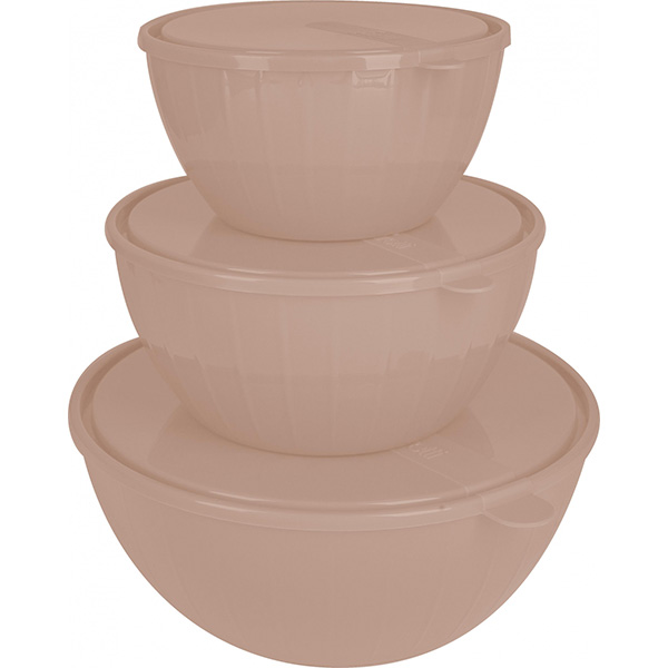 Набор салатников Vanilla (1,7+2,8+5л) с крышками латте (то)