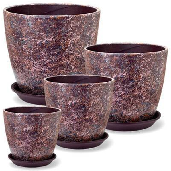 Комплект горшков Роспись бутон яшма лиловый кмпт из 4-х (РС192)