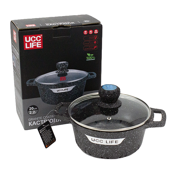 Кастрюля со стеклянной крышкой 20см 2,2литра