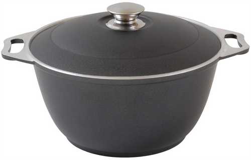 Кастрюля алюм литая  6,0л алюм/кр черн ТМ KUKMARA