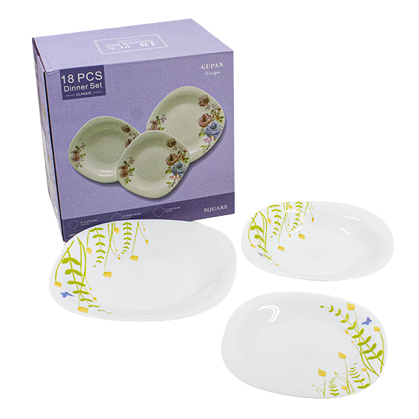 Тарелки из стеклокерамики 18шт квадратные (суповая 23см - 6шт / обеденные 20 и 28см - по 6шт )