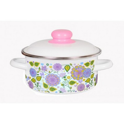 Кастрюля 5л. цилиндр. белый  Цветочная Фантазия