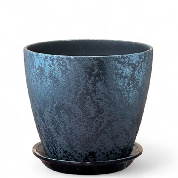 Горшок Роспись бутон шёлк чёрный 18см (РС 73/3)