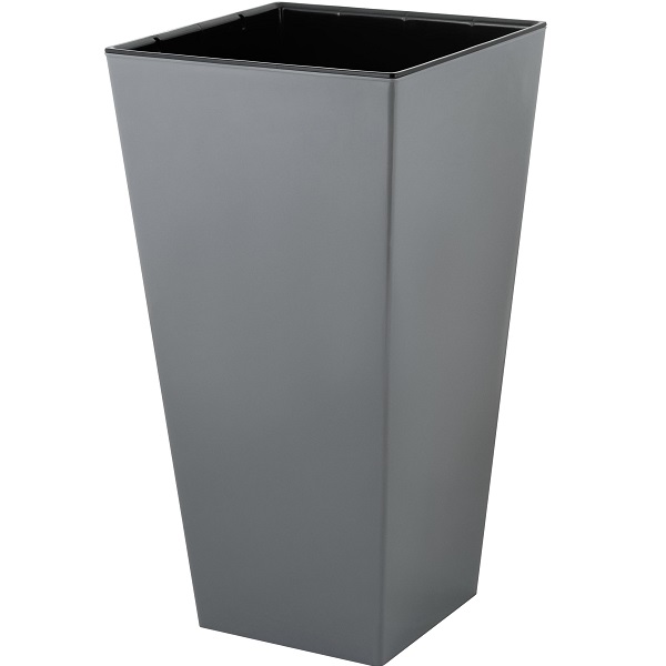 Горшок для цветов London CUBE 19,4л c дренажной вставкой вулканич.серый (то)