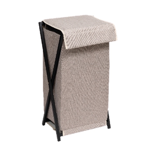 Корзина складная для белья "Элит" 360х265х650мм (серо-бежевый/черный)(хпп) (то)