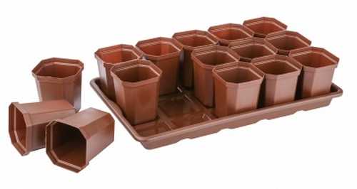 Набор д/рассады с поддоном (15 горш.) 410*235*90 (микс) (то)