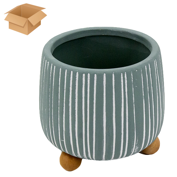 Кашпо керамическое ЛУКРЕЦИЯ синее 15*15*16см, на деревянных ножках