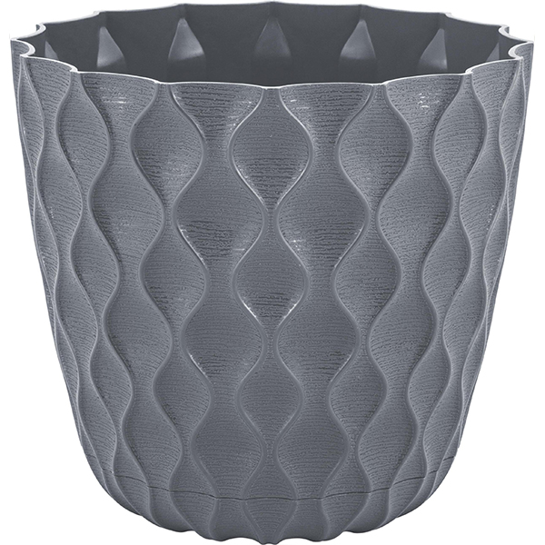 Горшок для цветов Wave D270мм с дренажной сеткой 10л вулканический серый (то)