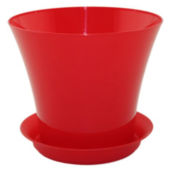 Горшок Сити 0,7л с поддоном Красный