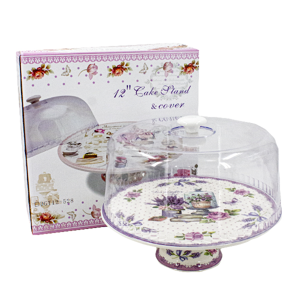 Тортовница на ножке керамическая 30см, с крышкой