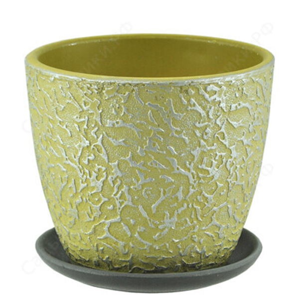 Горшок бутон Муар желтый N2 d14см