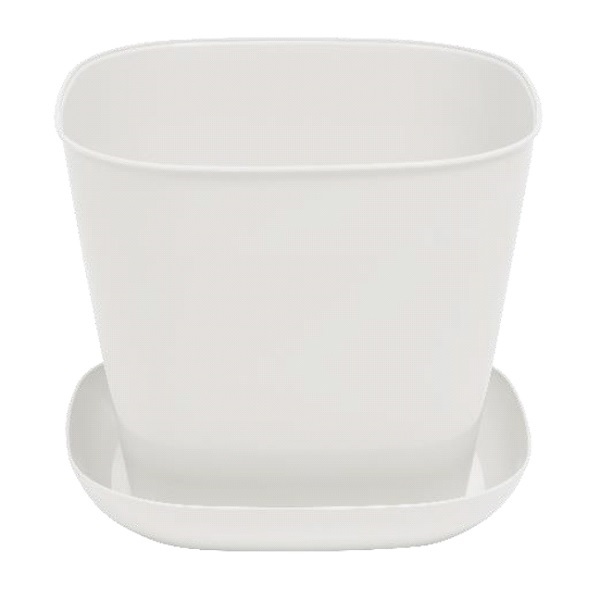 Кашпо квадратное 9,8л. с поддоном (белый)