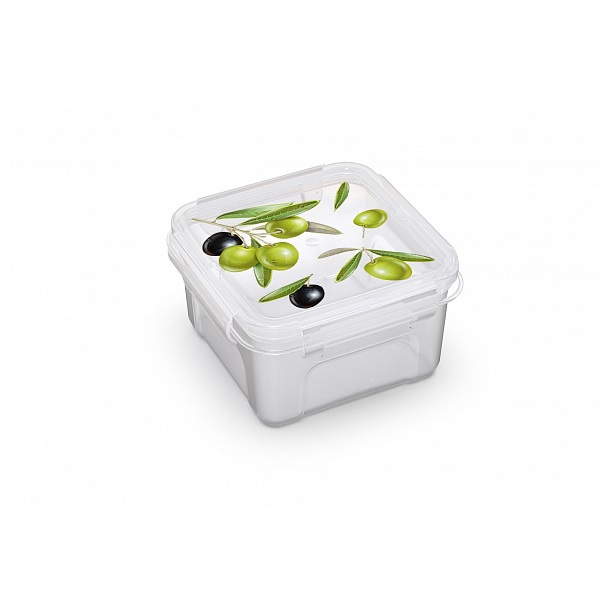 Контейнер для СВЧ 0,6л Fresh олива квадратный (то)