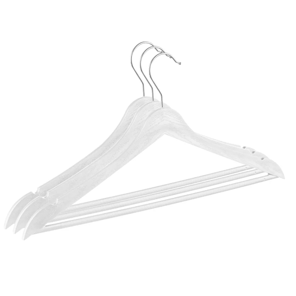 Комплект вешалок д/одежды"WOOD"с металлическим поворот.крючком р.48-50(3шт.) (белый) (то)