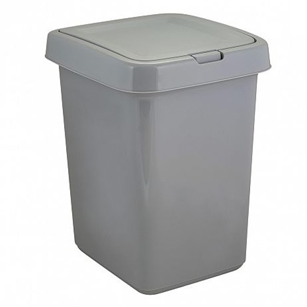 Контейнер для мусора 25л Step с крышкой-клапаном серый (то)