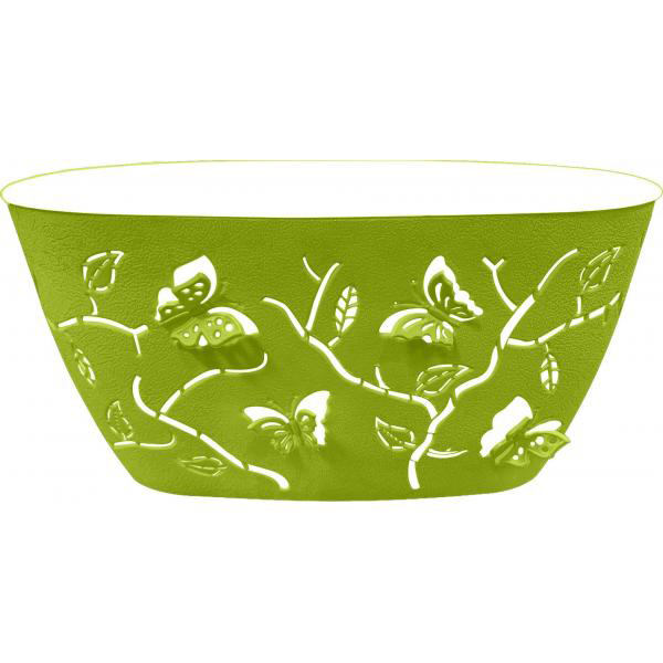 Горшок для цветов Plast Team Butterflies 4л 300х150мм овальный зеленое яблоко (то)