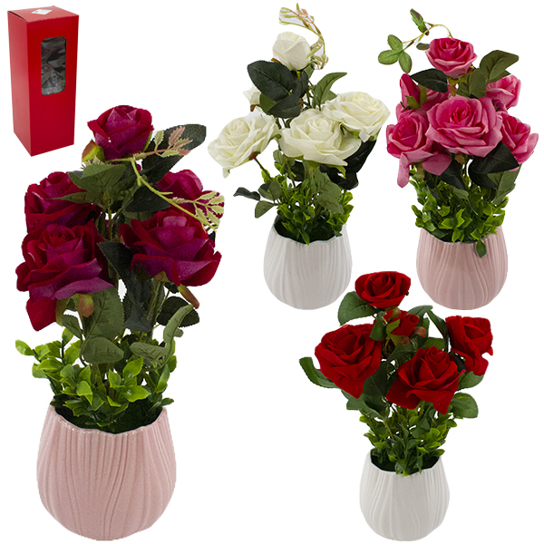 Цветок искусственный h-42см, в керамическом горшке