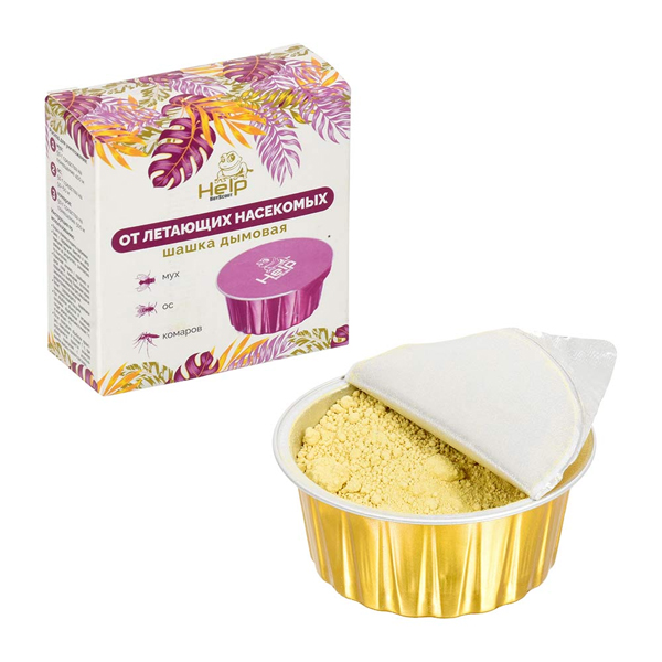 HELP Шашка дымовая от КОМАРОВ, МУХ и ОС, инсектицидная, 50г