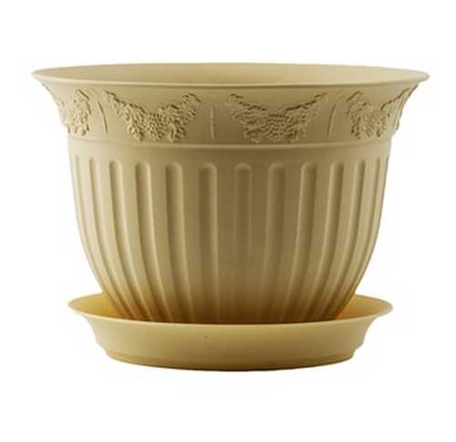 Горшок "Виноград", D26, с поддоном 4л кремовый