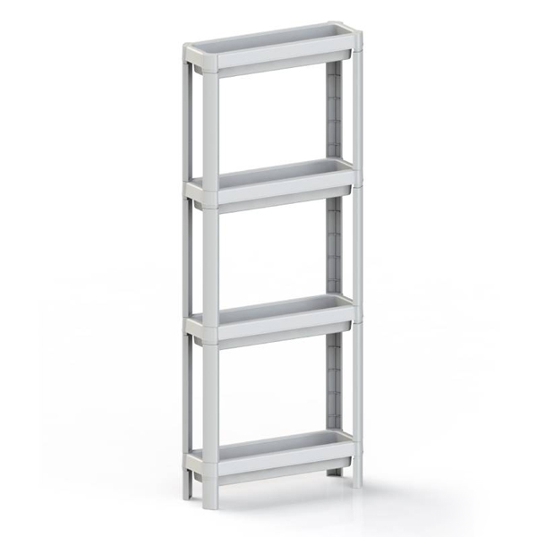 Этажерка 4-х секц. узкая Kleo 398х127х1000мм (белый) (то)