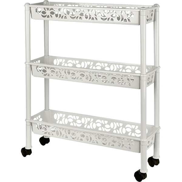 Этажерка 3-х секц.прямоугольная Light  длинная на колес.580х180х135мм белое облако (то)