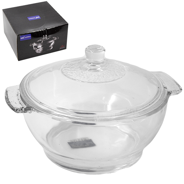 Форма для запекания стеклянная с крышкой Ø-15см h-14см (кастрюля)