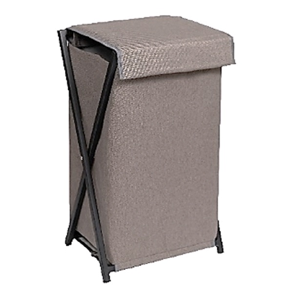 Корзина складная для белья "Элит" 360х265х650мм (серый/черный) (хпп) (то)