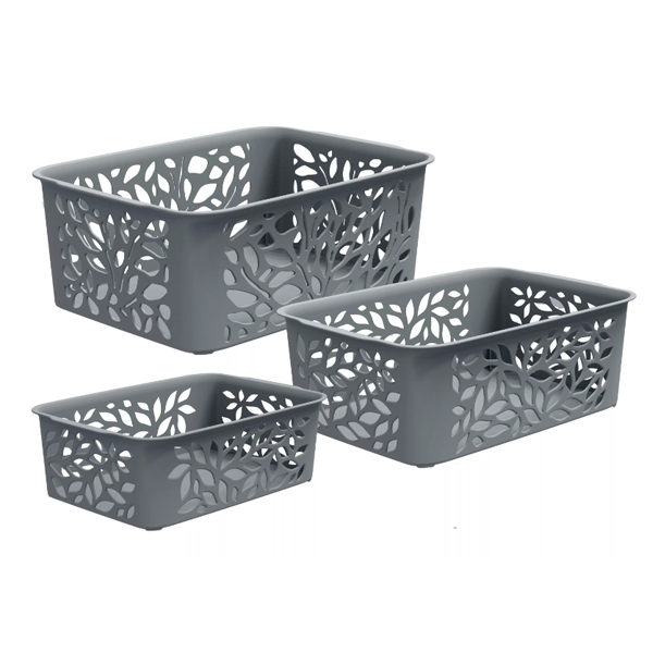 Набор корзин Leaves 3шт (1,2+2,3+4л)(серый)(то)