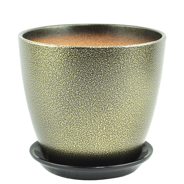 Горшок Глянец бутон мет.чер/зол 18см (ГЛ 11/3)     