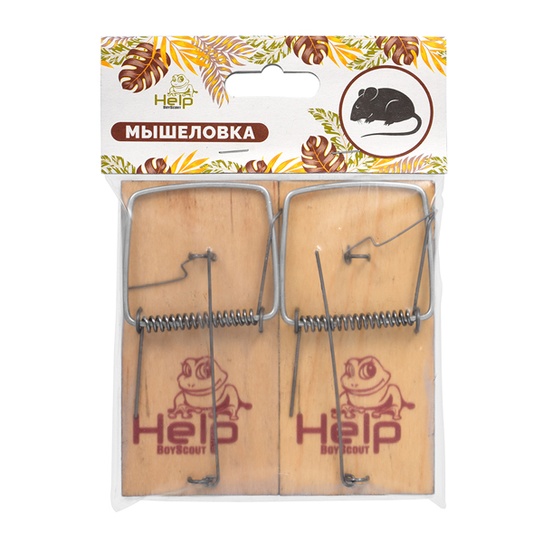 HELP Мышеловка, дерево 10х4,5х0,6 см 2 шт в уп