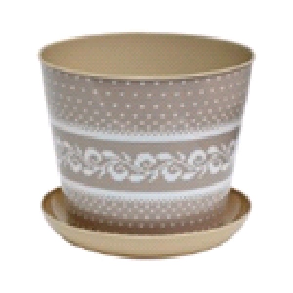 Кашпо круглое "Миссони" 2.2л с поддоном (латте)