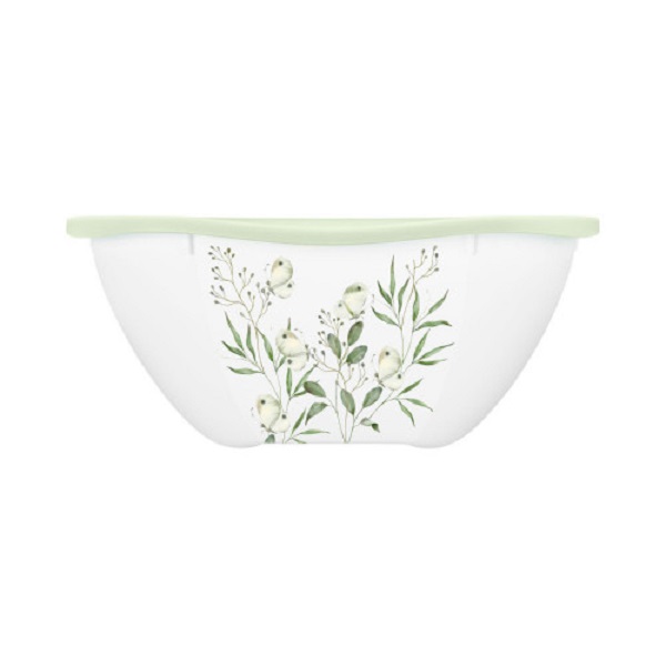 Салатник PERFECT 3л с декором на корп. и крышкой (белый) (то)