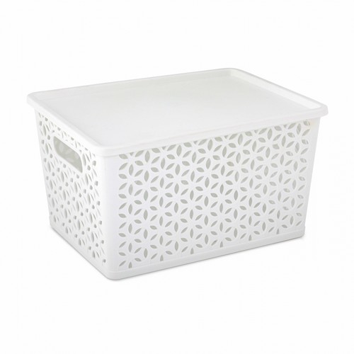 Корзина "Мираж" 380х285х210мм (с крышкой) (белая)(то)