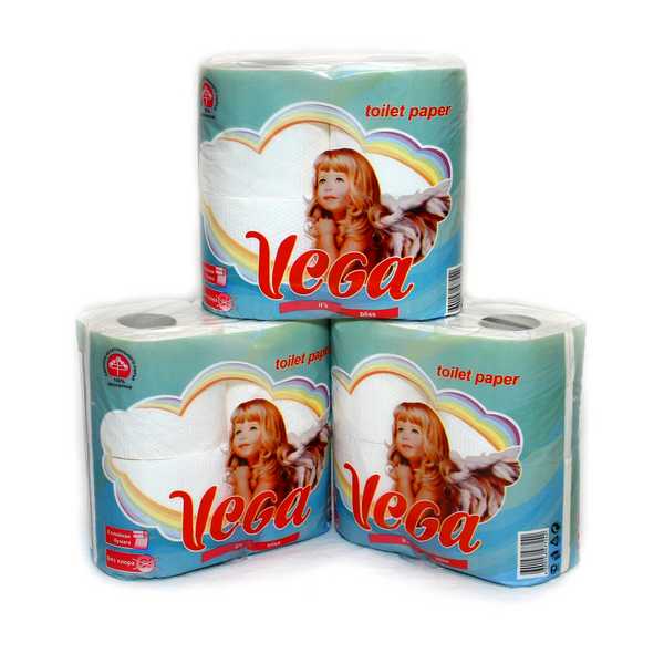 Туал. бумага "VEGA", по 4шт., белая, с тиснением и перф. 2сл.23м