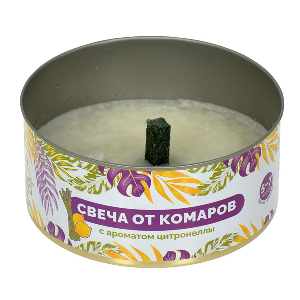 HELP Свеча уличная от КОМАРОВ в жестяной банке, цитронелла 