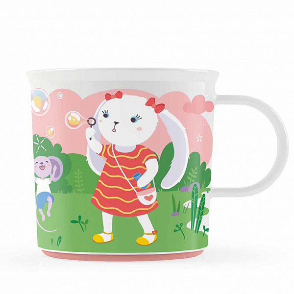 Кружка детская с декором 0,2л (розов) и нескользящим дном (то)