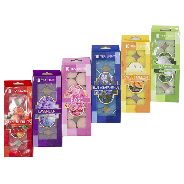 Свеча чайная цветная ароматическая (набор 10шт)