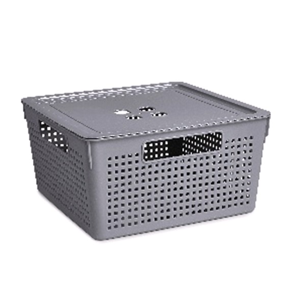 Коробка "Лофт" 11л с крышкой квадр.(серый) 290х290х151мм (то)