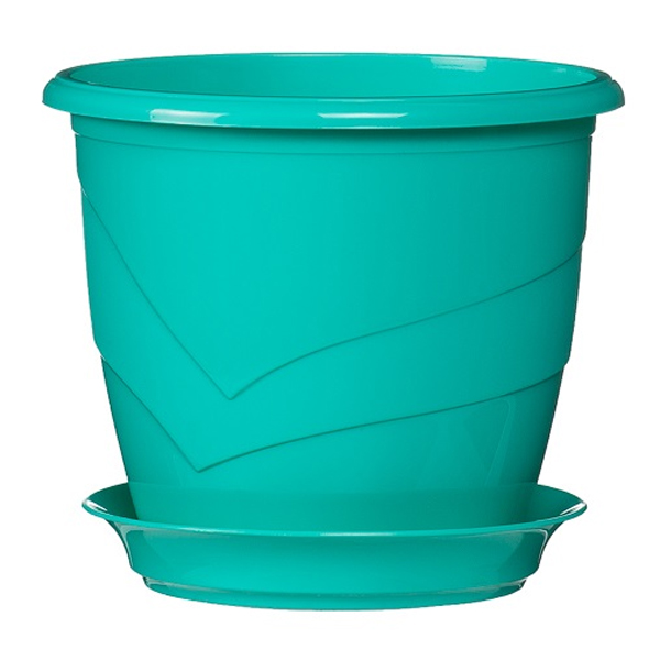 Фиалочница "Венеция" D12, 0,75л с поддоном бирюза