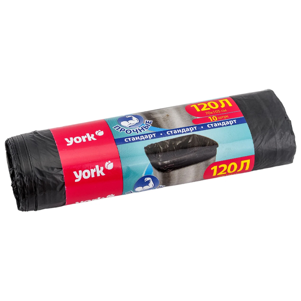 Мешки для мусора прочные YORK 120л (10шт.)