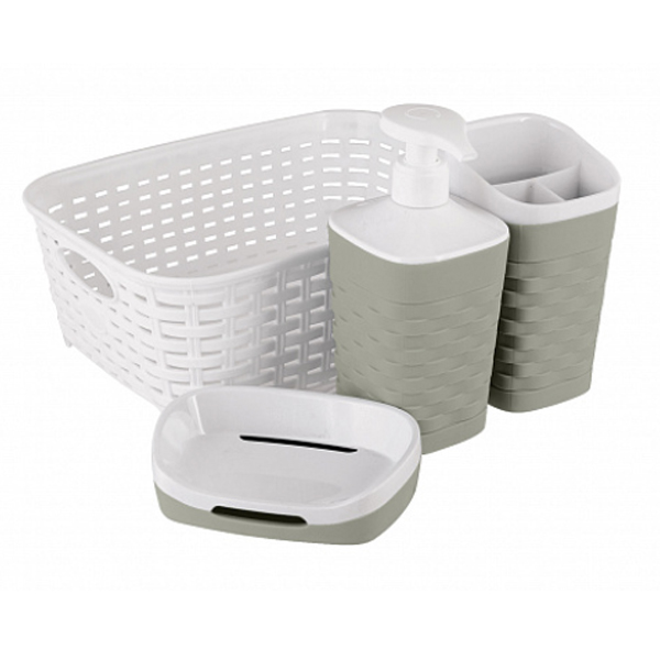 Набор для ванной комнаты REEF 4 предмета (серо-зеленый) (то)