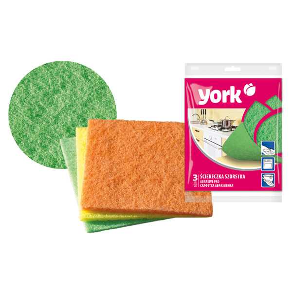 Салфетки YORK абразивные 13*14см 3 шт 