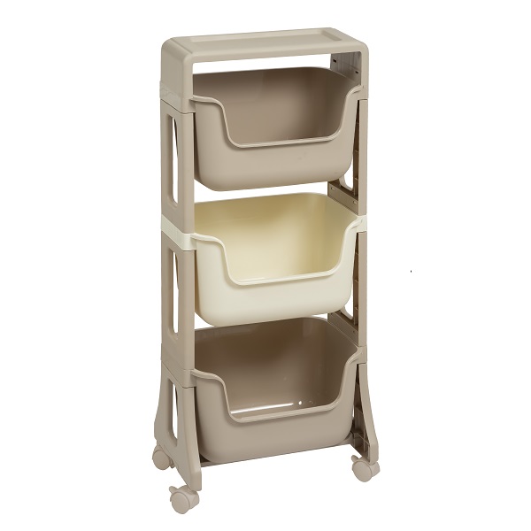 Этажерка "Junior" 3-х ярусная на колесах (латте/слон.кость) (то)
