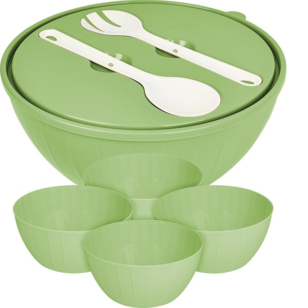 Набор салатников Vanilla с крышками (4х0,6л+5л) фисташка (то)