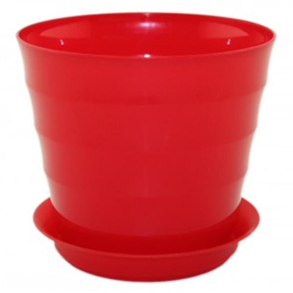 Горшок Лаура 0,7л с поддоном Красный
