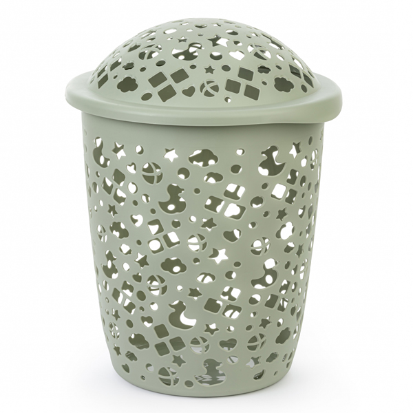 Корзина "Непоседа" 45л с крышкой (оливковый) (то)