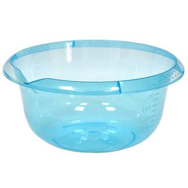 Миска с мерным делением и носиком для слива 3л. (голубая прозрачная)