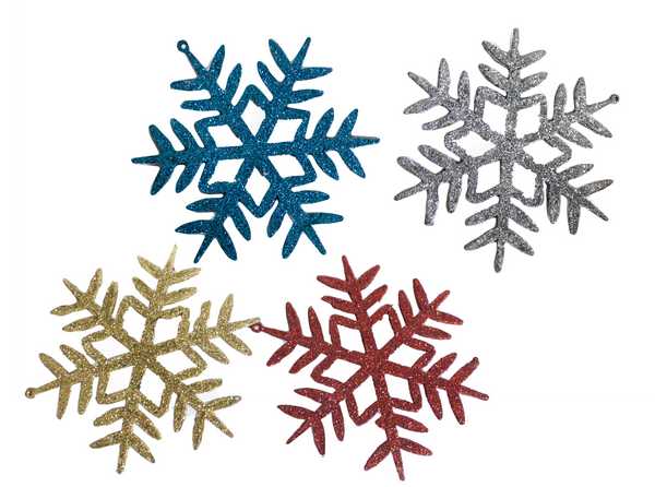 Украшение подвесное СНЕЖИНКА, 4шт, Ф-11см